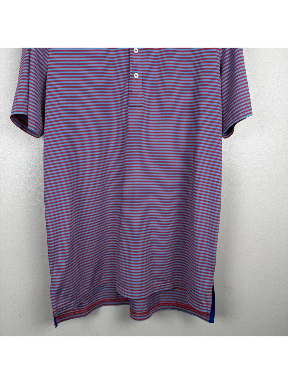 RLX Ralph Lauren Golf Polo Shirt Mens Large Blue Red Striped Performance
